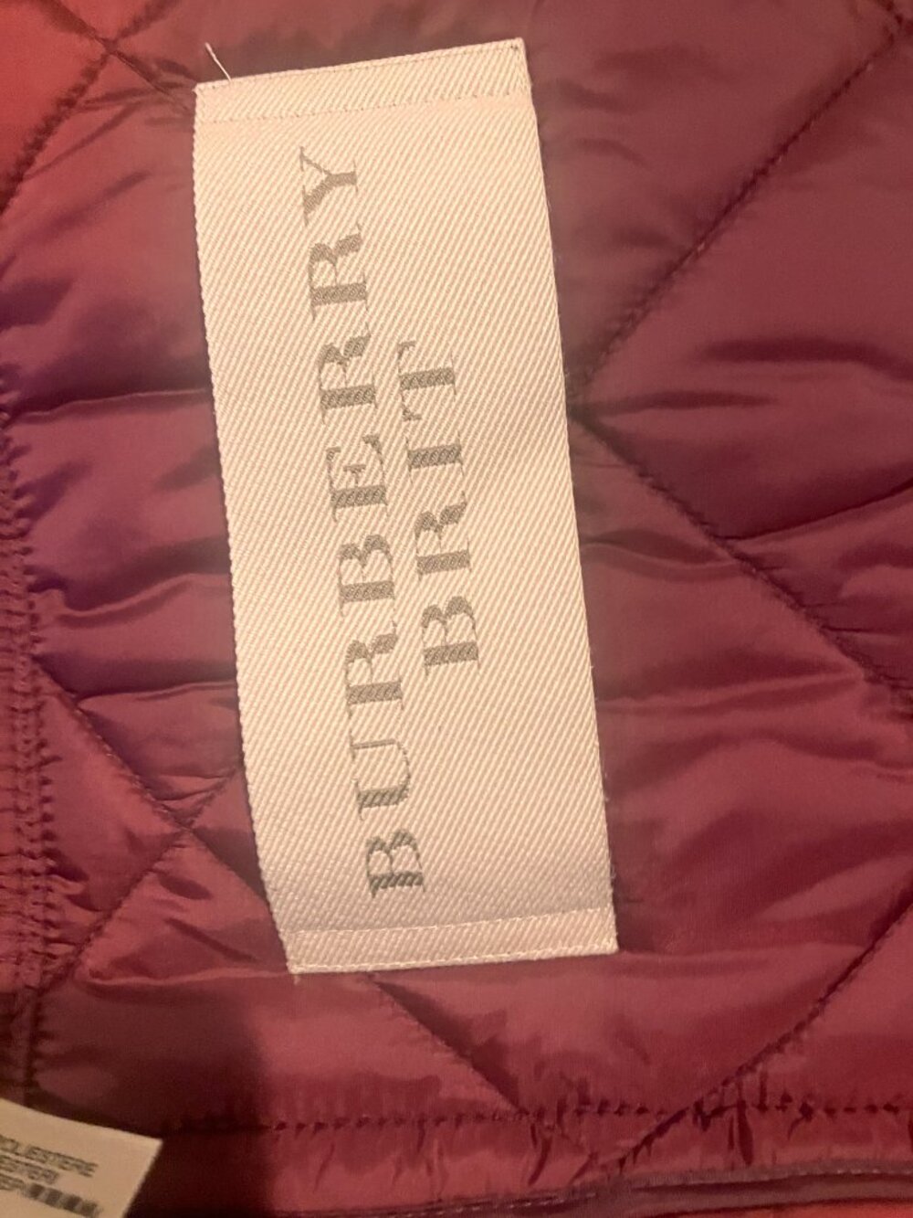 Burberry Quilted Burgundy / Mahogany Red Women's Puffer Jacket with Hood. XL NWT - Picture 9 of 9
